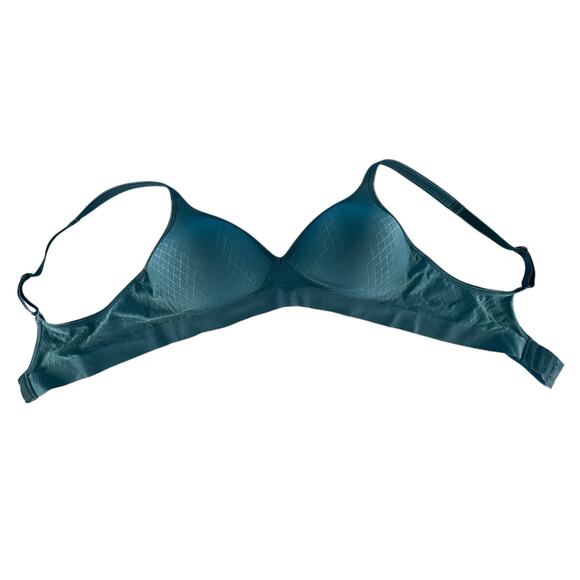 Hanes Wire Free  Padded Tee Shirt Bra Adjustable Straps Medium Turquoise Green - Picture 8 of 11